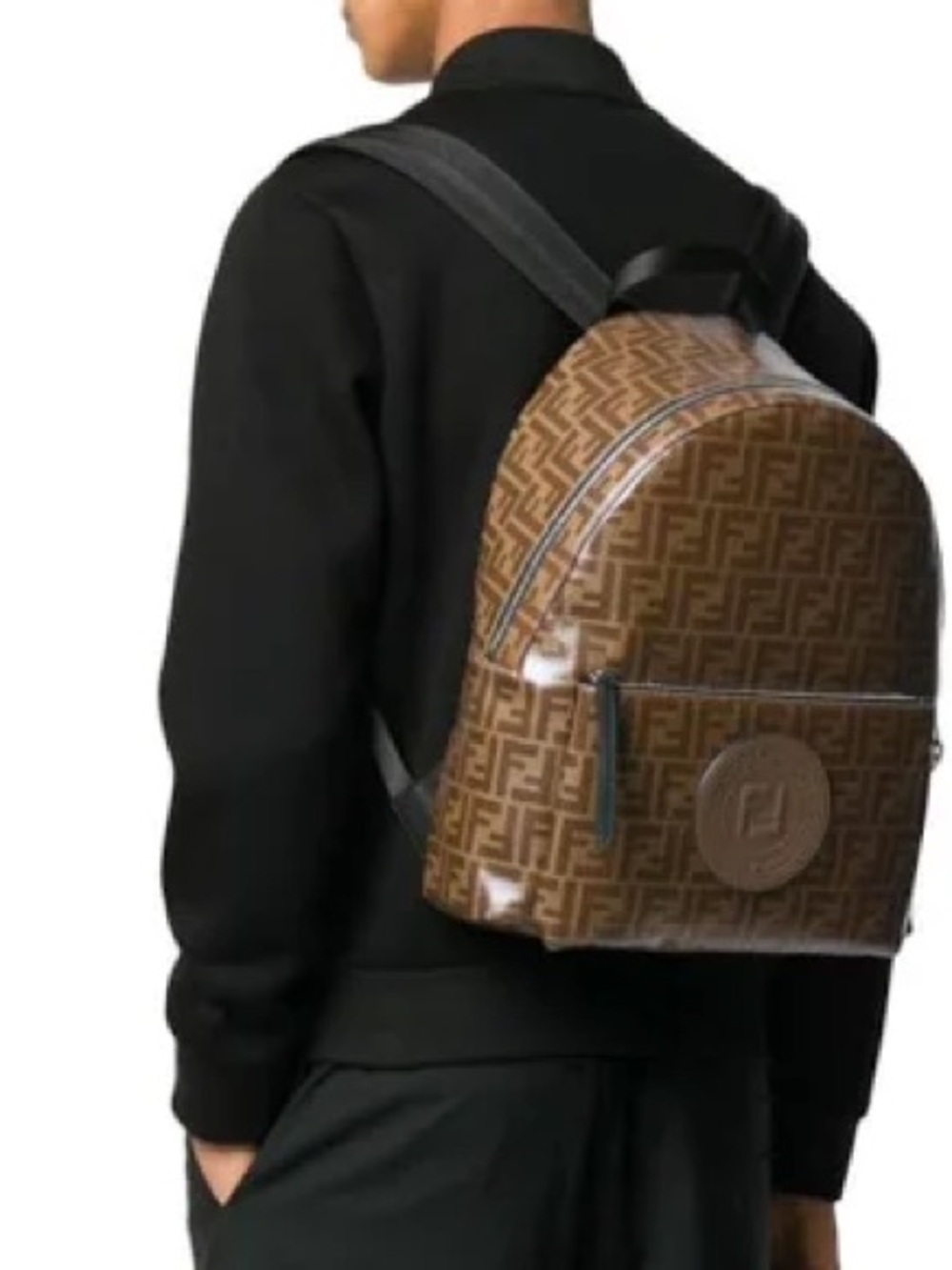 Fendi Brown FF Logo Men's Backpack